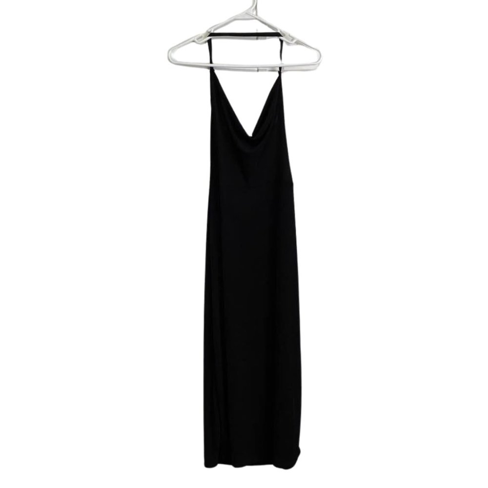 Free People Intimately Black Cowl Neck Strappy Back Maxi Dress Small Slit - Picture 3 of 10